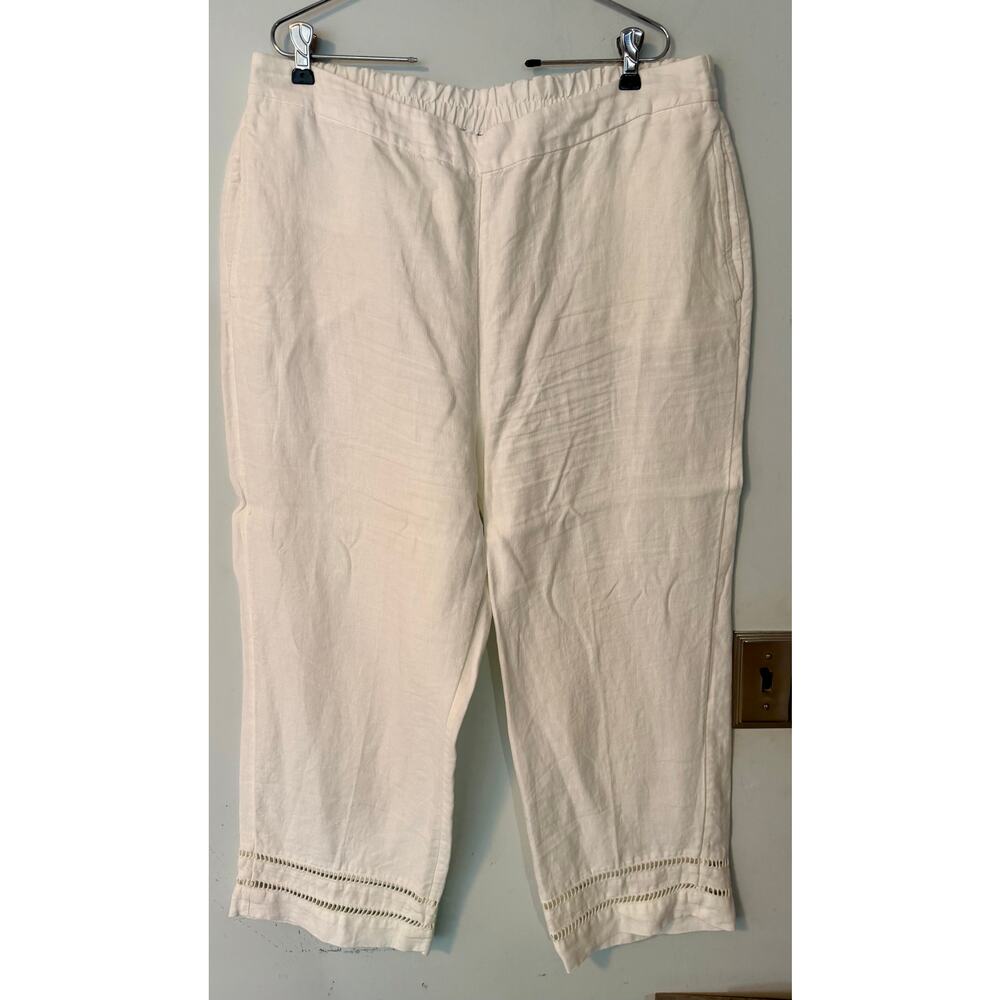 Chico's Linen Lattice hem pant white 2.5 (14)